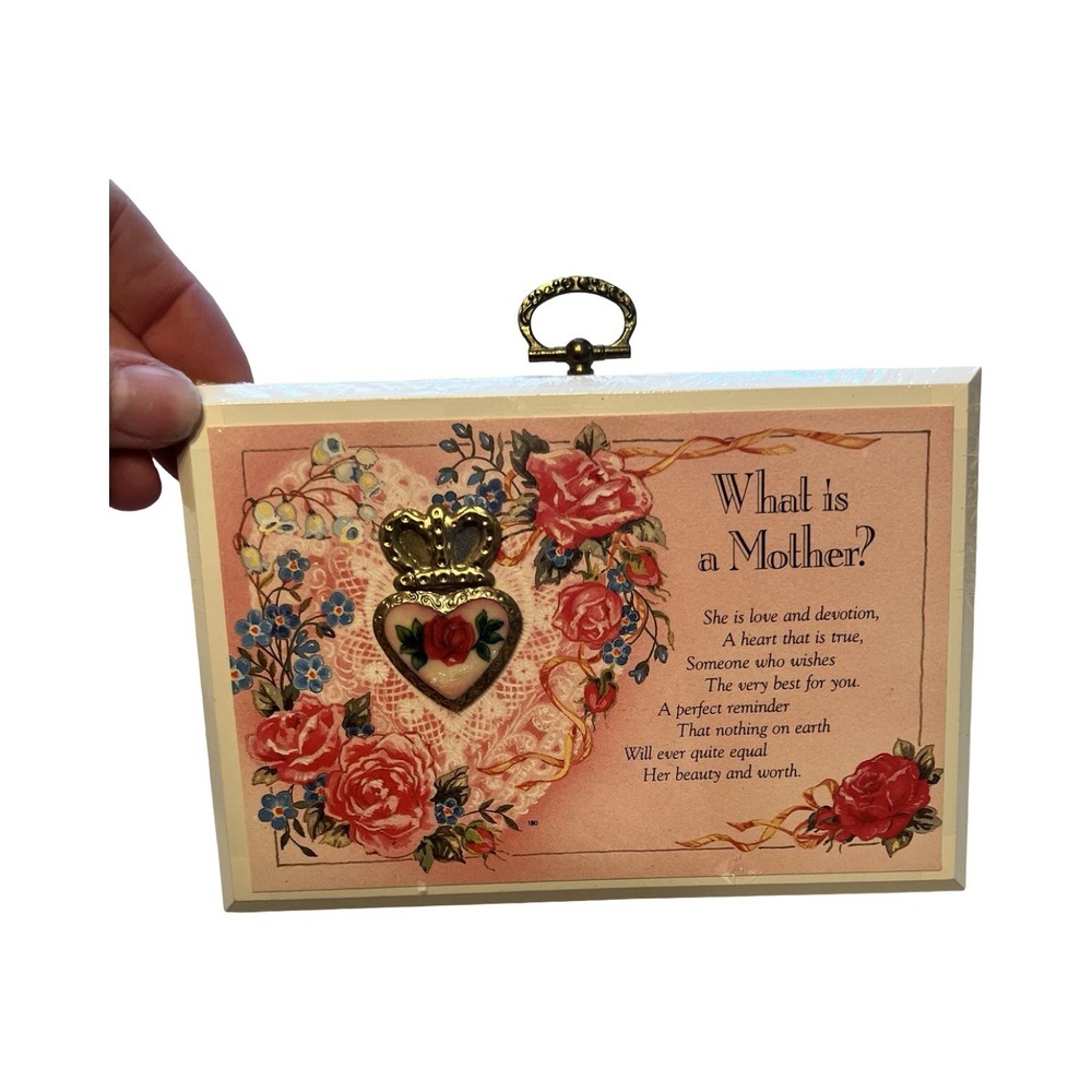 Paula Keepsake Plaque What is a Mother? Floral Rose Poem Vintage Style New